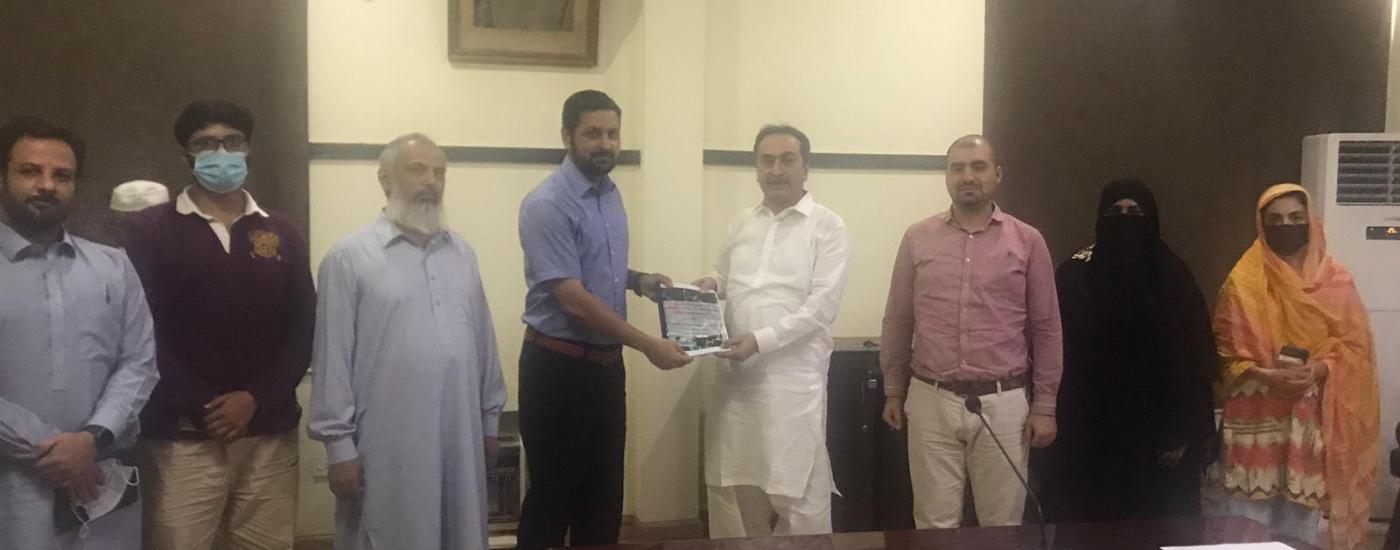 Handing over of working document to chairman of PTB regarding use of GIS technology for tobacco crop estimation on 30th August, 2021